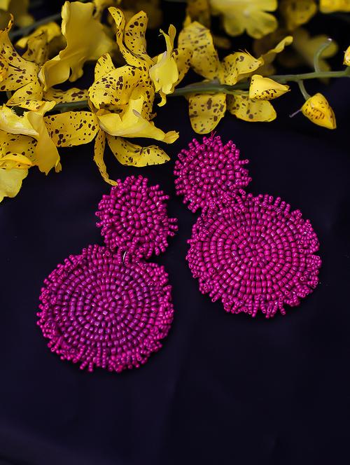 pink cotton blend drop earring - 17693778 - Very Small Image - 1