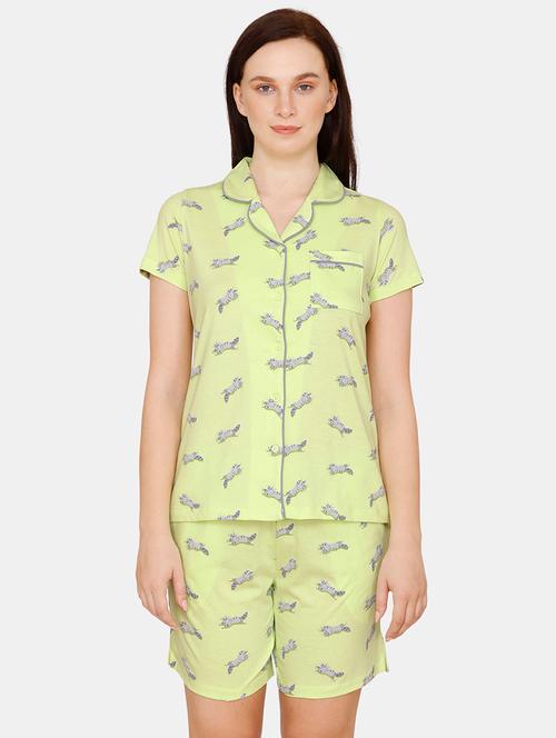 yellow printed nightwear shorts set - 17693954 - Very Small Image - 1
