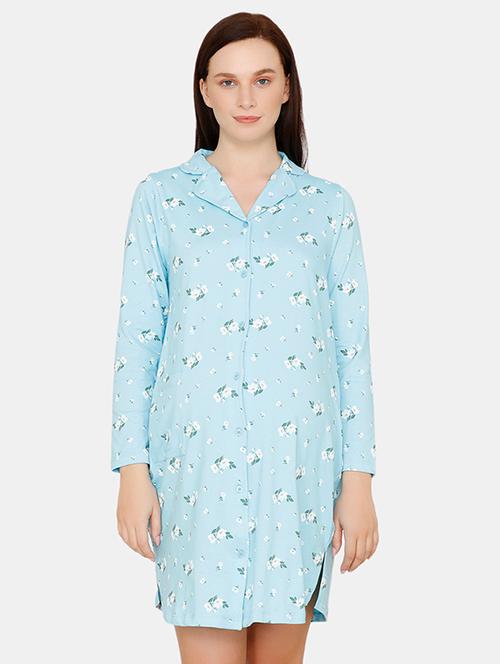 lapel neck floral sleepshirt - 17694015 - Very Small Image - 1