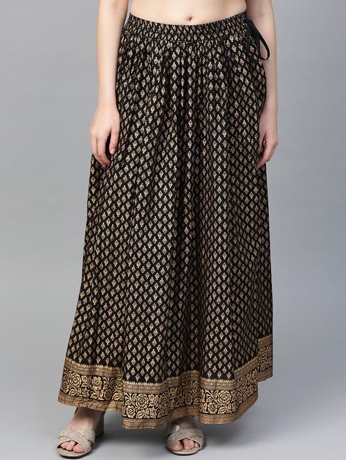 black cotton flared skirt - 17694580 - Very Small Image - 1