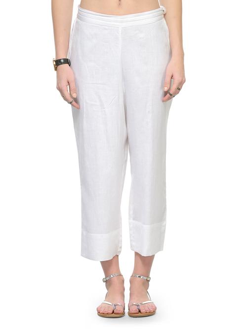 white viscose cropped tapered pant - 17694598 - Very Small Image - 1