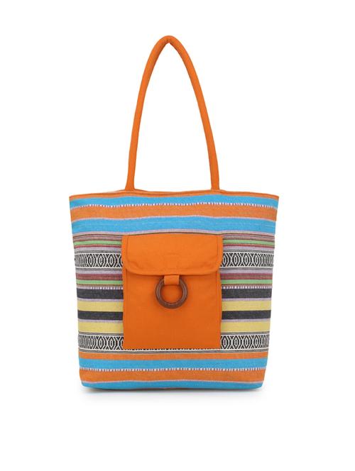 orange jute printed tote - 17695034 - Very Small Image - 1
