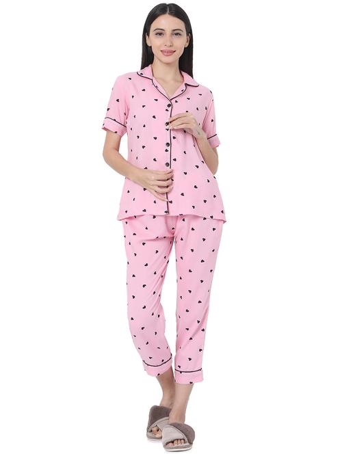 pink printed pyjama nightwear set - 17695166 - Very Small Image - 1