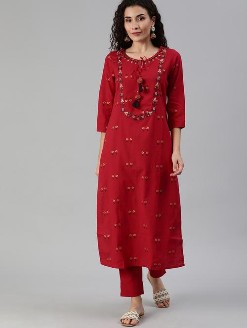 embroidered straight kurta - 17695370 - Very Small Image - 1