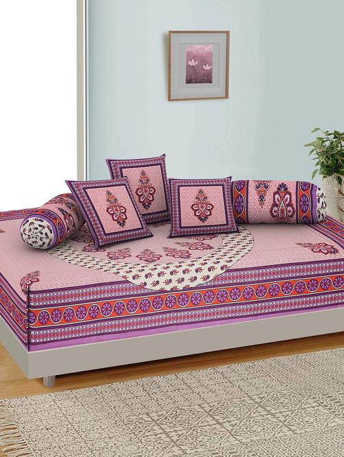kariba traditional jaipuri 100% cotton diwan set (set of 6) - 17695613 - Very Small Image - 1