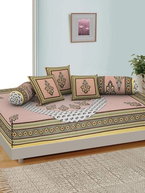 kariba traditional jaipuri 100% cotton diwan set (set of 6) - 17695614 - Very Small Image - 1