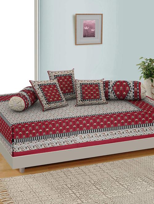 kariba traditional jaipuri 100% cotton diwan set (set of 6) - 17695617 - Very Small Image - 1
