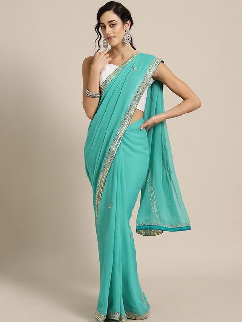 green georgette saree - 17695706 - Very Small Image - 1