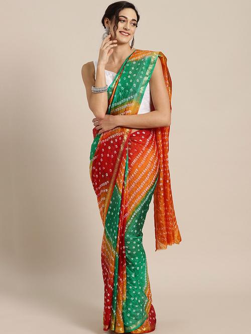 bandhani printed saree - 17695713 - Very Small Image - 1