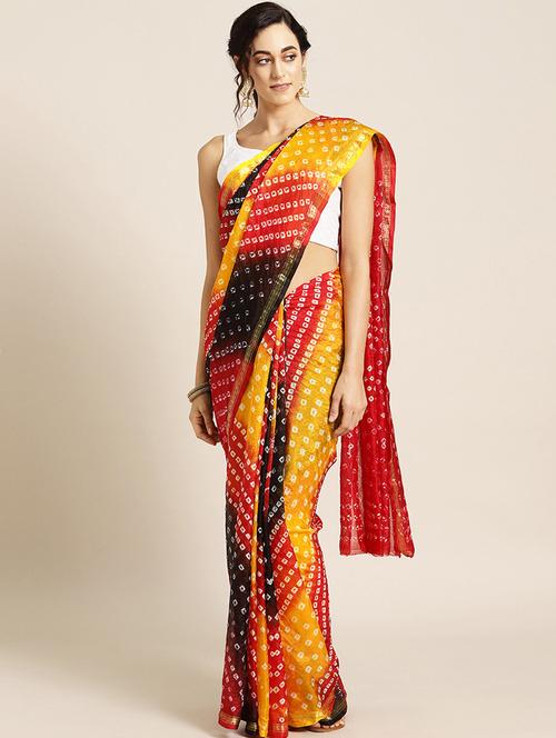 bandhani printed saree with blouse - 17695714 - Very Small Image - 1