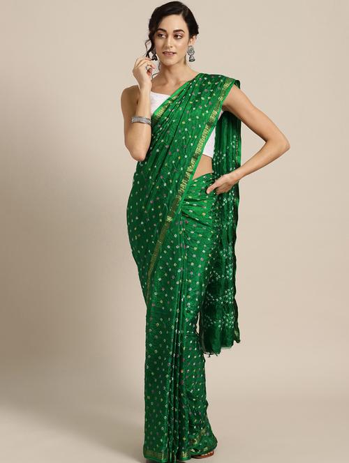 bandhani printed saree with blouse - 17695715 - Very Small Image - 1