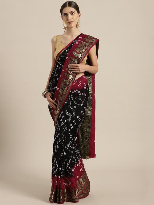 bandhani printed saree with blouse - 17695722 - Very Small Image - 1