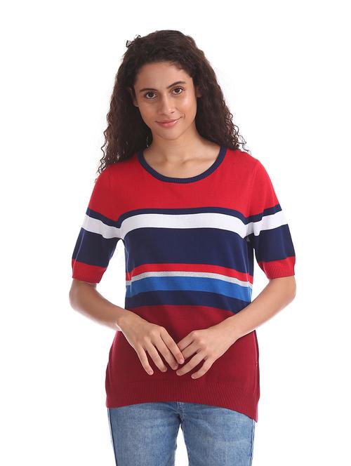 round neck striped top - 17695767 - Very Small Image - 1