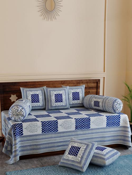 texstylers pure cotton 200 tc jaipuri print kantha look diwan set - 17695934 - Very Small Image - 1
