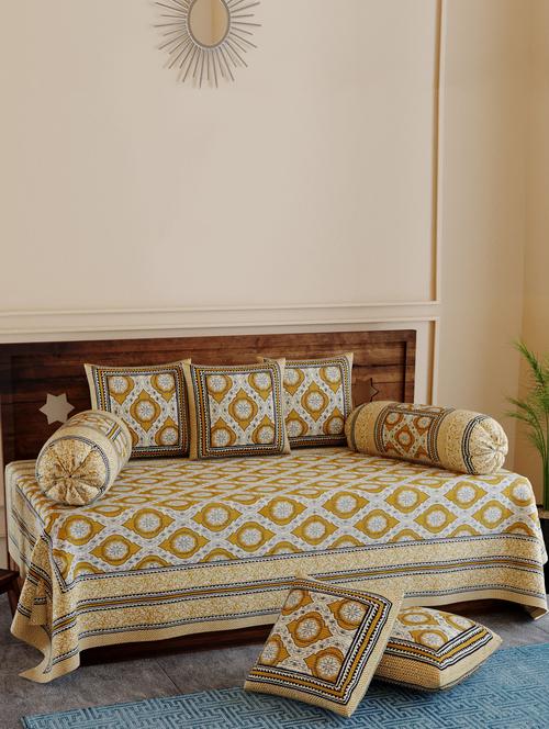 texstylers pure cotton 200 tc jaipuri print kantha look diwan set - 17695936 - Very Small Image - 1
