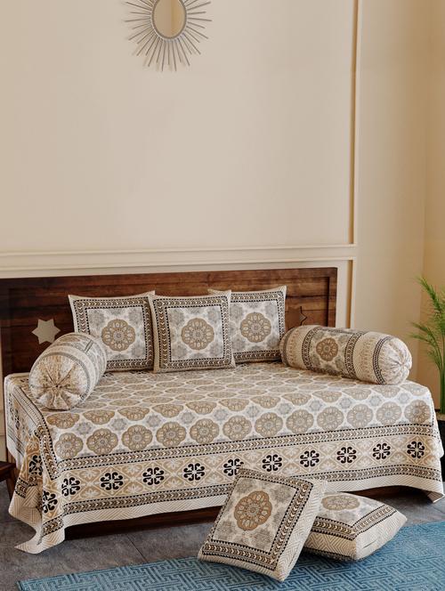 texstylers pure cotton 200 tc jaipuri print kantha look diwan set - 17695938 - Very Small Image - 1