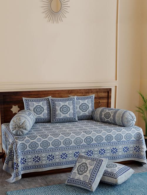 texstylers pure cotton 200 tc jaipuri print kantha look diwan set - 17695940 - Very Small Image - 1