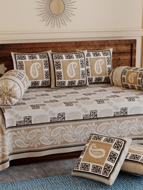 texstylers pure cotton 200 tc jaipuri print kantha look diwan set - 17695941 - Very Small Image - 1