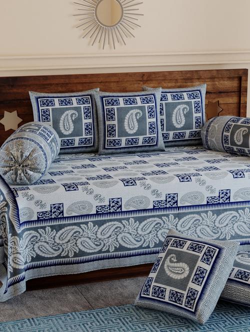 texstylers pure cotton 200 tc jaipuri print kantha look diwan set - 17695943 - Very Small Image - 1