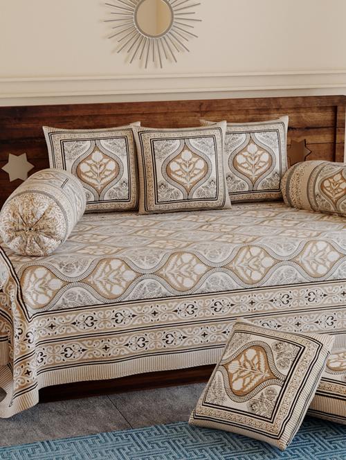 texstylers pure cotton 200 tc jaipuri print kantha look diwan set - 17695944 - Very Small Image - 1