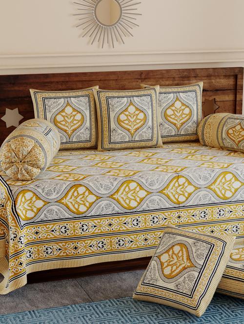 texstylers pure cotton 200 tc jaipuri print kantha look diwan set - 17695945 - Very Small Image - 1