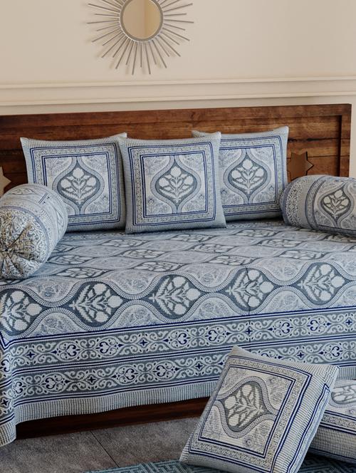 texstylers pure cotton 200 tc jaipuri print kantha look diwan set - 17695946 - Very Small Image - 1