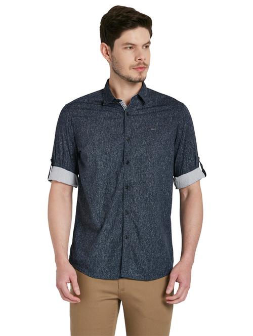 blue printed casual shirt - 17695952 - Very Small Image - 1