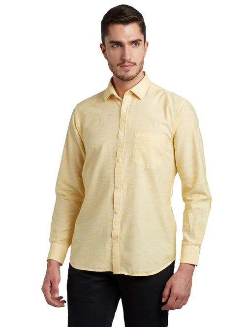 yellow self design casual shirt - 17695991 - Very Small Image - 1