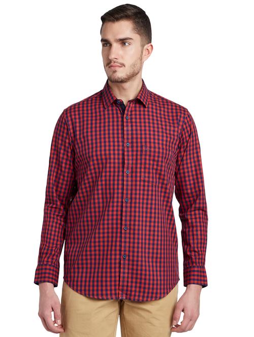 orange checkered casual shirt - 17696020 - Very Small Image - 1