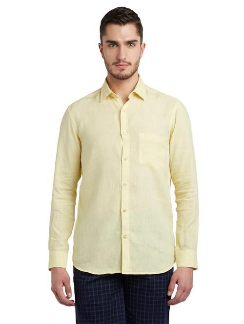 yellow solid linen casual shirt - 17696055 - Very Small Image - 1