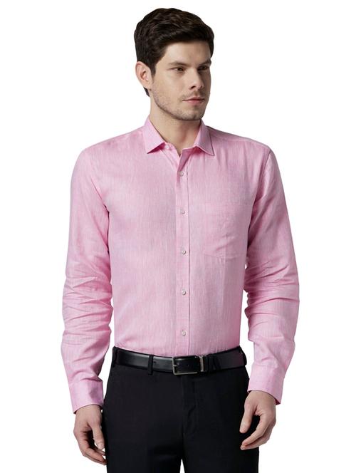 pink solid linen formal shirt - 17696104 - Very Small Image - 1