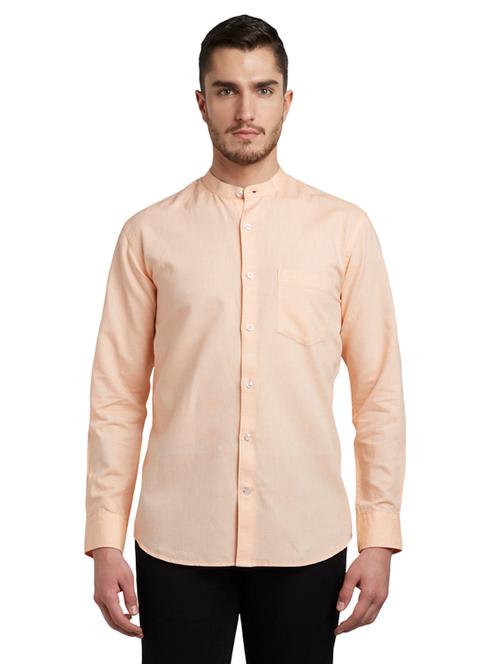 orange solid casual shirt - 17696132 - Very Small Image - 1