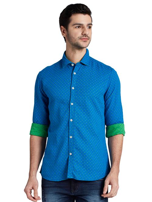 blue self design casual shirt - 17696309 - Very Small Image - 1