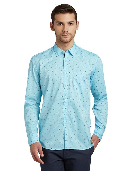 blue printed casual shirt - 17696423 - Very Small Image - 1