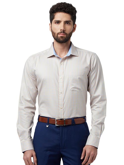 yellow checkered formal shirt - 17696534 - Very Small Image - 1