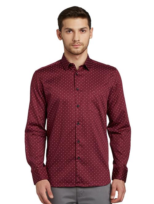 maroon printed casual shirt - 17696566 - Very Small Image - 1