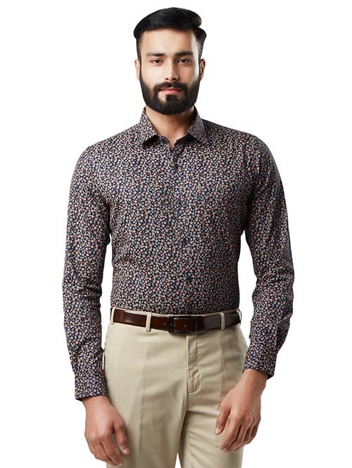navy blue printed formal shirt - 17696590 - Very Small Image - 1