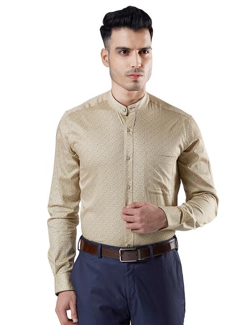 beige printed formal shirt - 17696601 - Very Small Image - 1