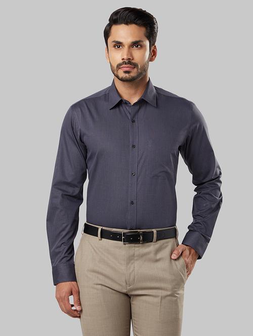 grey solid formal shirt - 17696652 - Very Small Image - 1