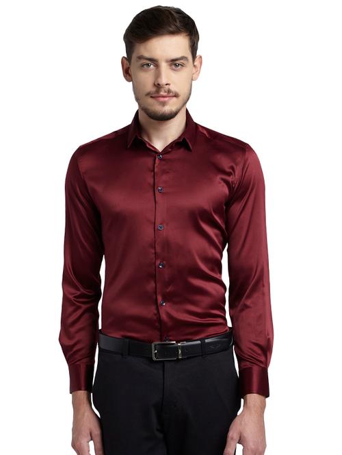 red solid party wear shirt - 17696661 - Very Small Image - 1