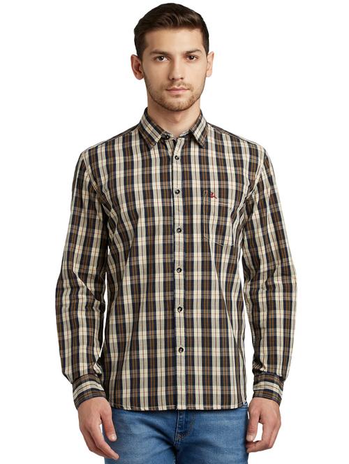 brown checkered casual shirt - 17696665 - Very Small Image - 1