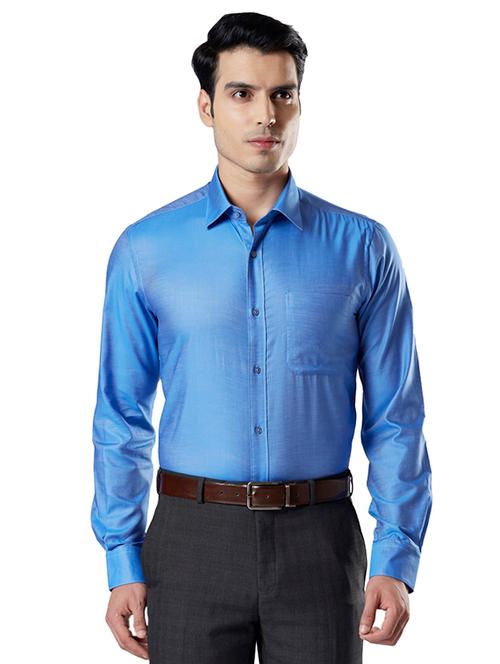 blue solid formal shirt - 17696674 - Very Small Image - 1