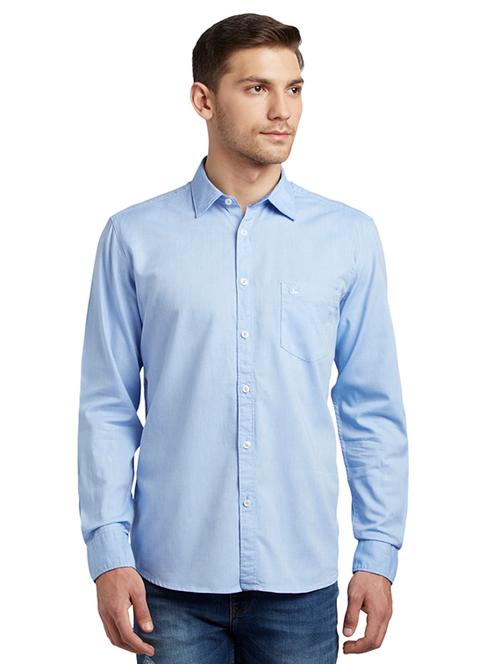 blue solid casual shirt - 17696712 - Very Small Image - 1