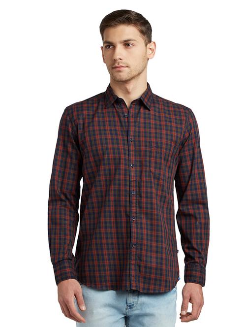 blue checkered casual shirt - 17696725 - Very Small Image - 1
