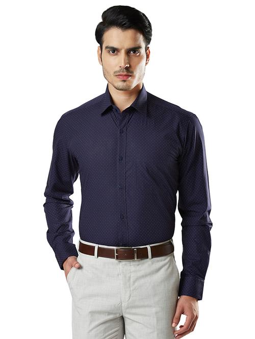 navy blue printed formal shirt - 17696732 - Very Small Image - 1