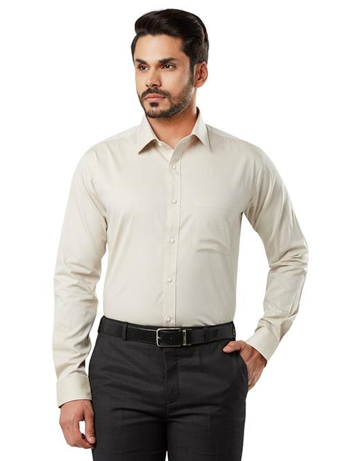 beige solid formal shirt - 17696762 - Very Small Image - 1