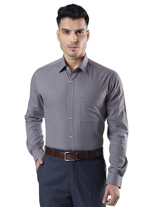 grey checkered formal shirt - 17696782 - Very Small Image - 1