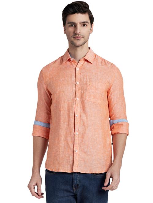 orange solid casual shirt - 17696783 - Very Small Image - 1