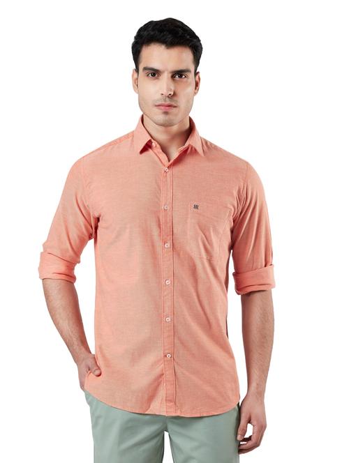orange solid casual shirt - 17696816 - Very Small Image - 1