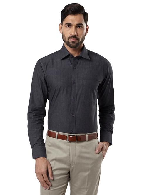 grey solid formal shirt - 17696865 - Very Small Image - 1